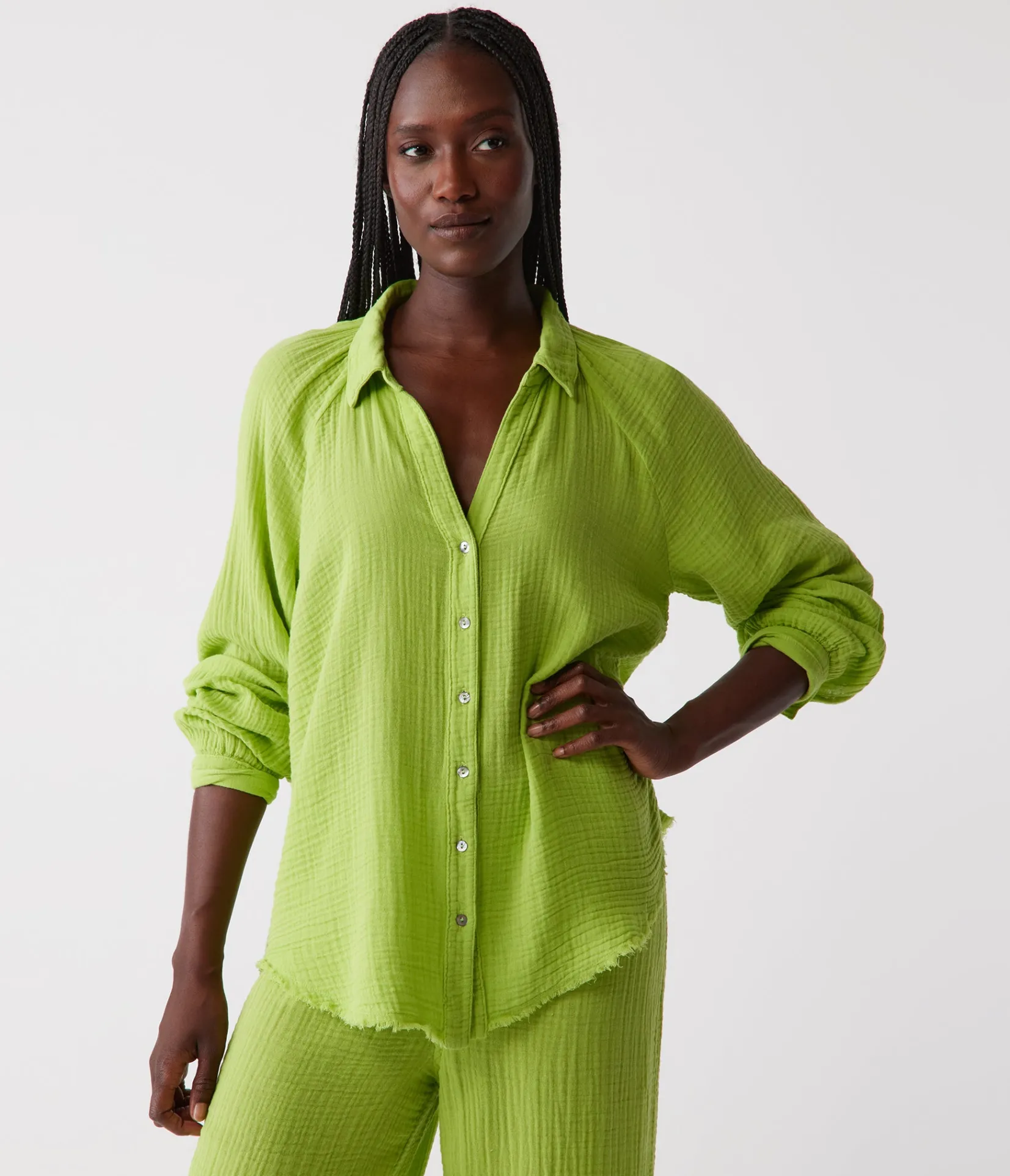 toni_gauze_button_down_shirt_25.webp Michael Stars Toni Gauze Button Down Shirt- Tops, Blouses & Shirts