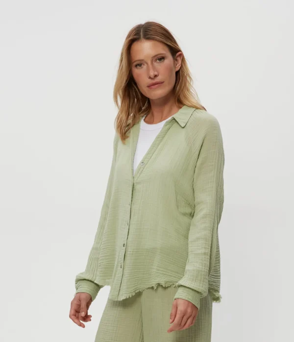 Michael Stars Toni Gauze Button Down Shirt- Tops, Blouses & Shirts