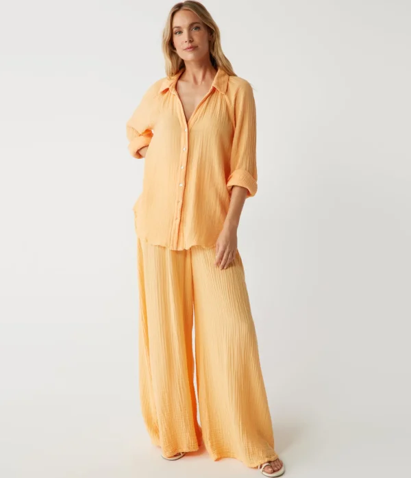 Michael Stars Toni Gauze Button Down Shirt- Tops, Blouses & Shirts