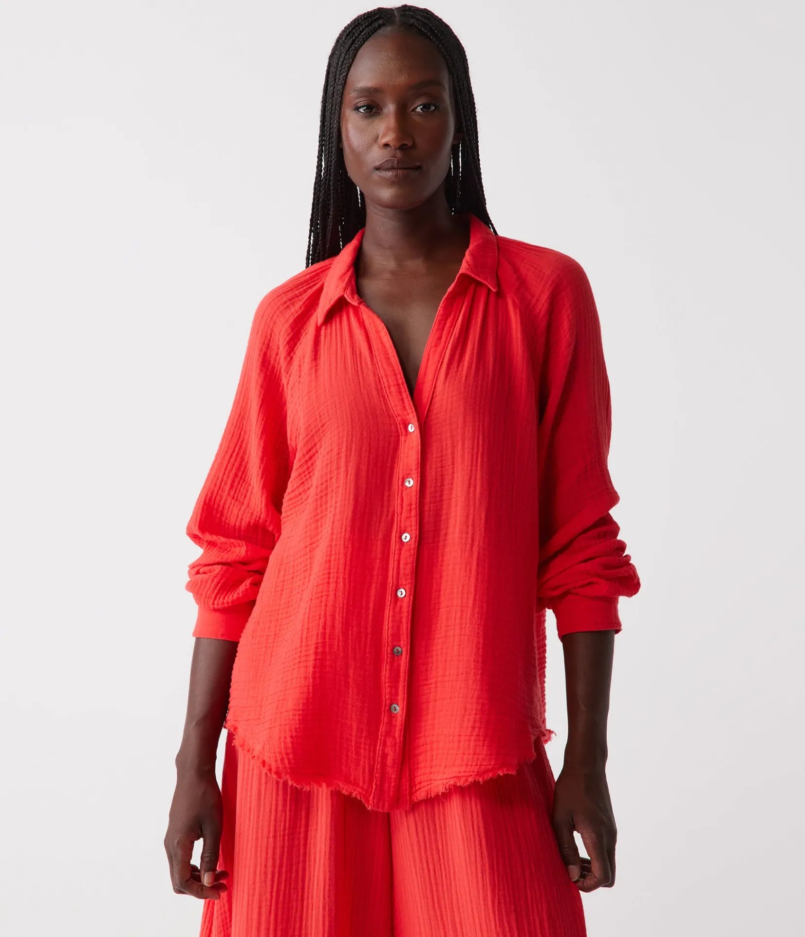 toni_gauze_button_down_shirt_33.webp Michael Stars Toni Gauze Button Down Shirt- Tops, Blouses & Shirts