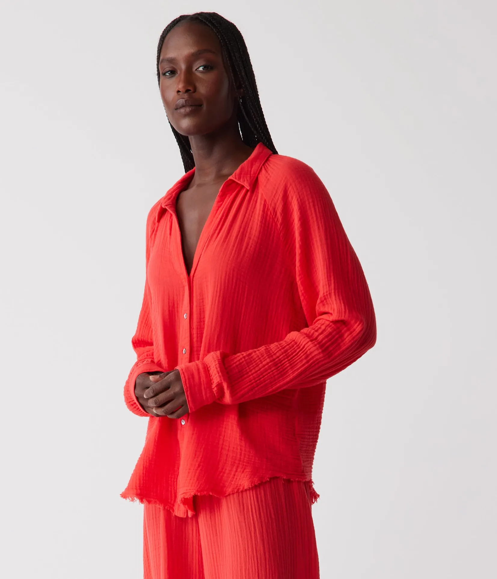 toni_gauze_button_down_shirt_35.webp Michael Stars Toni Gauze Button Down Shirt- Tops, Blouses & Shirts