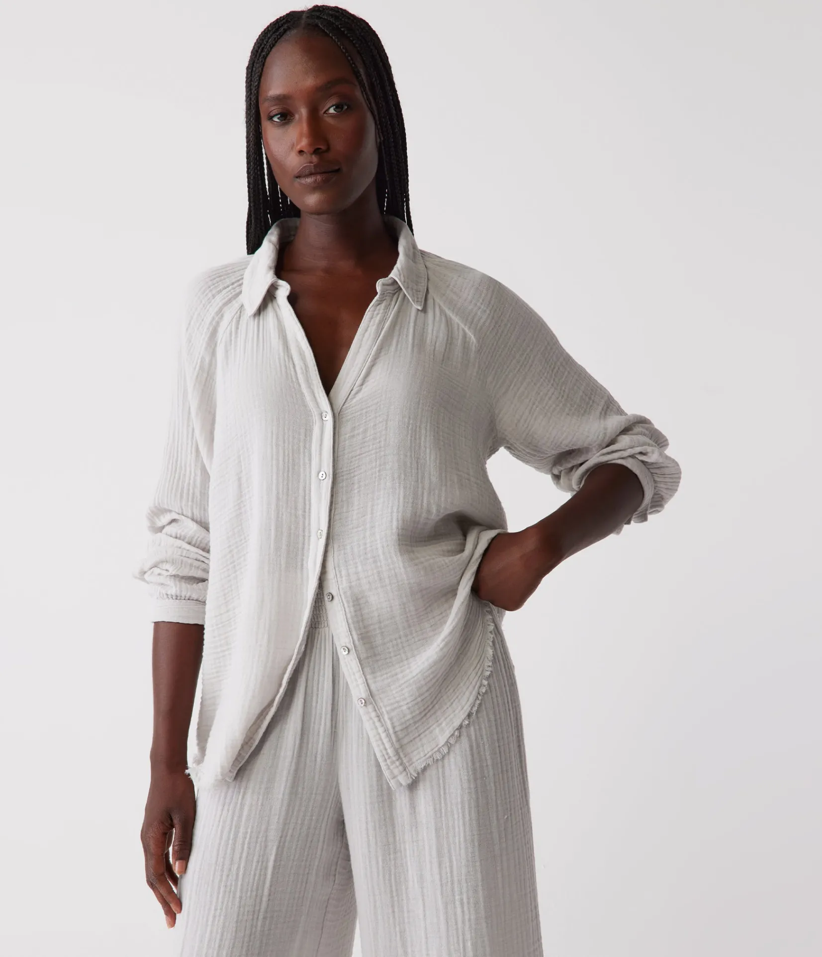 toni_gauze_button_down_shirt_37.webp Michael Stars Toni Gauze Button Down Shirt- Tops, Blouses & Shirts