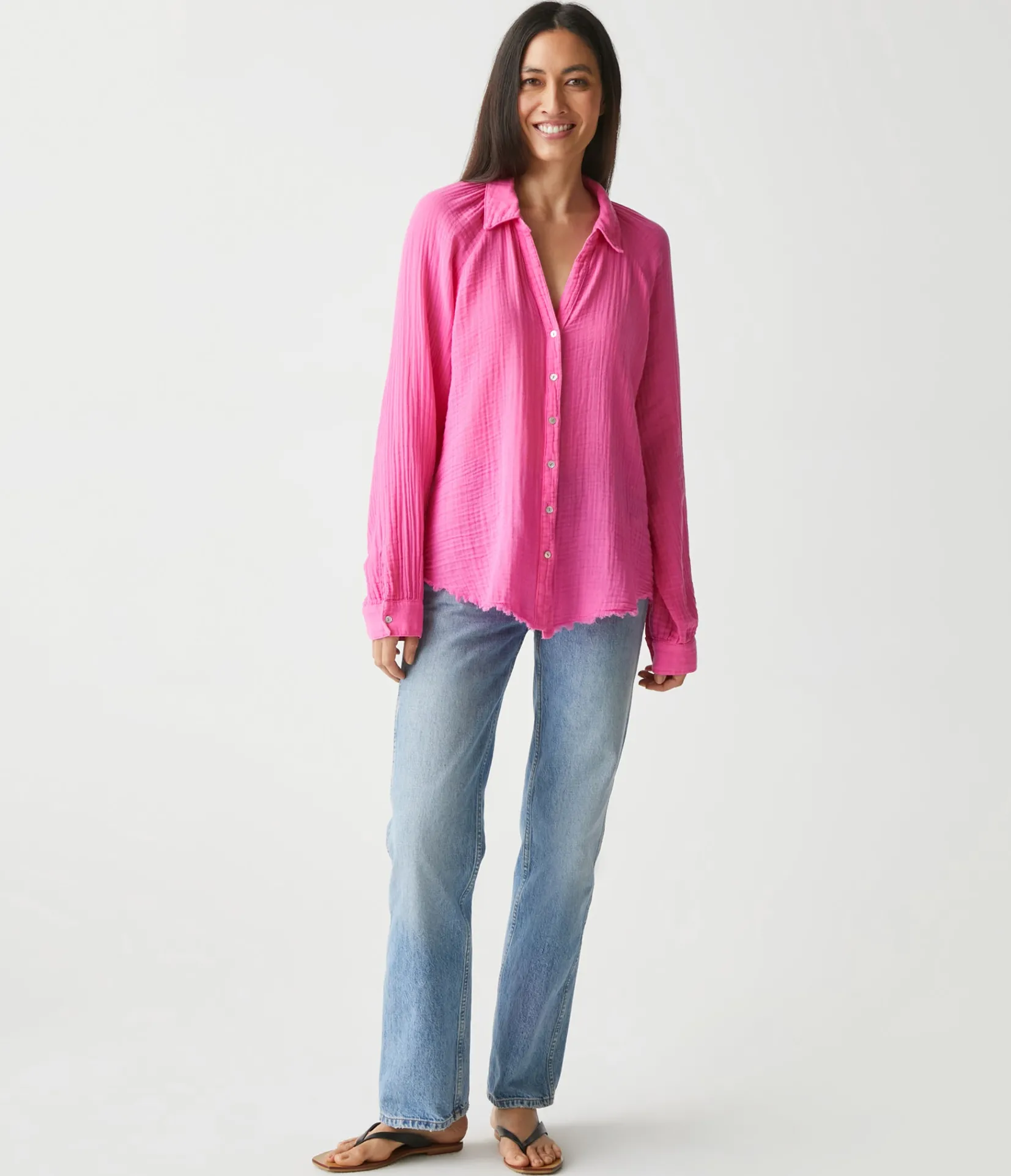 toni_gauze_button_down_shirt_42.webp Michael Stars Toni Gauze Button Down Shirt- Tops, Blouses & Shirts