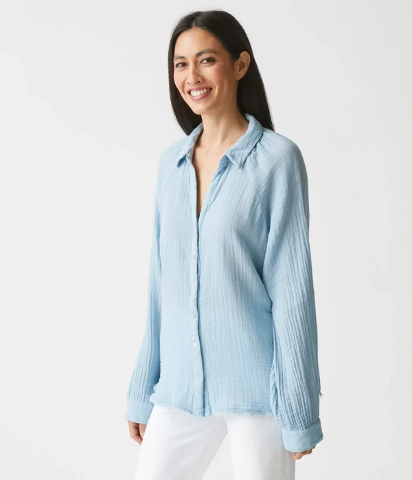 Michael Stars Toni Gauze Button Down Shirt- Tops, Blouses & Shirts