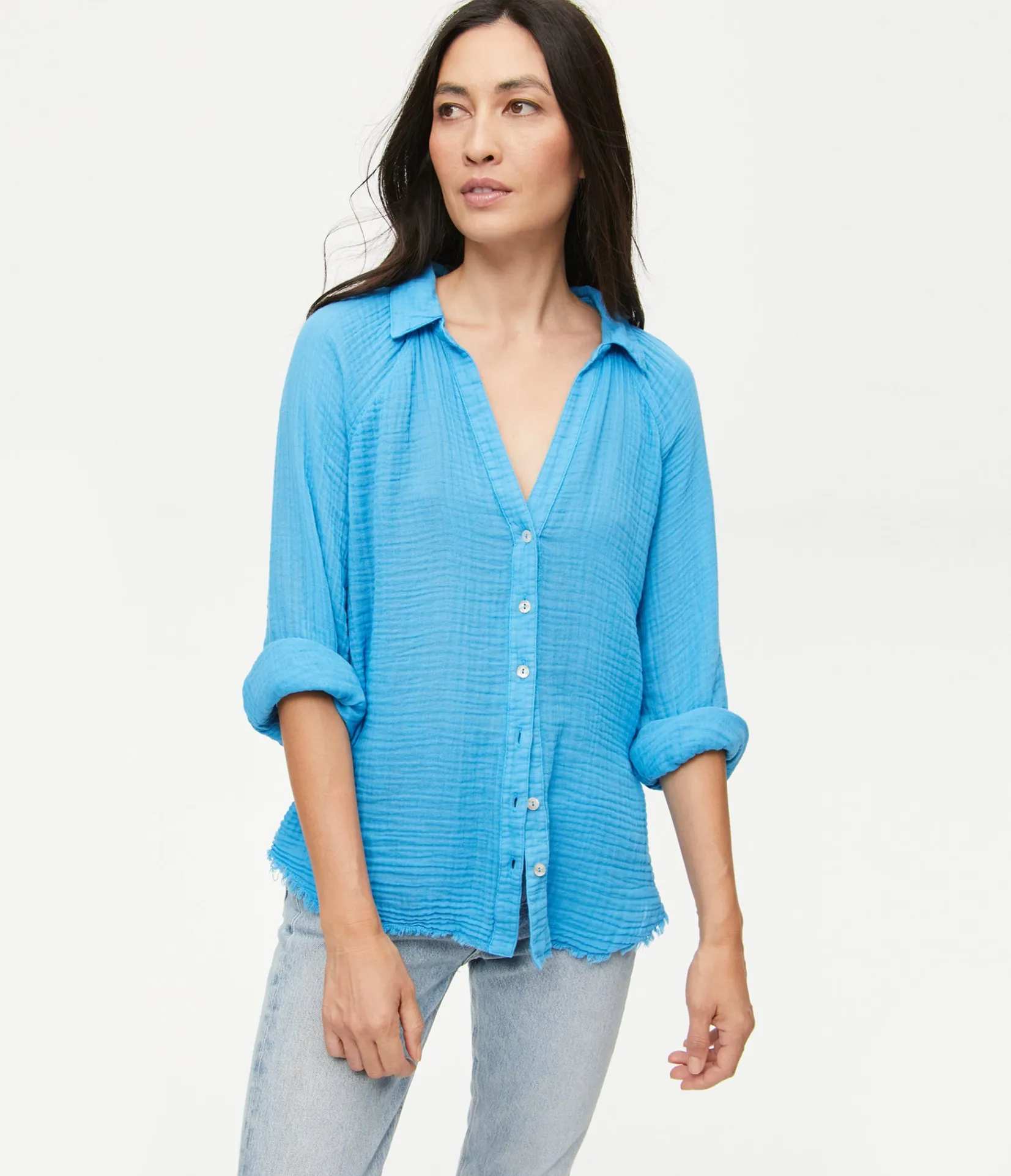 toni_gauze_button_down_shirt_53.webp Michael Stars Toni Gauze Button Down Shirt- Tops, Blouses & Shirts