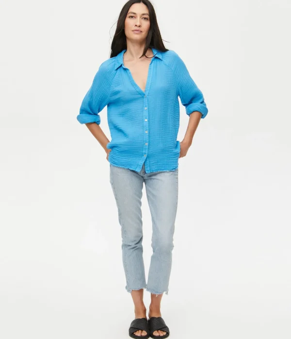 Michael Stars Toni Gauze Button Down Shirt- Tops, Blouses & Shirts