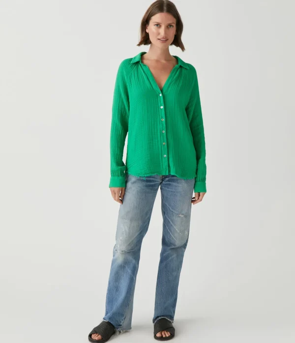 Michael Stars Toni Gauze Button Down Shirt- Tops, Blouses & Shirts