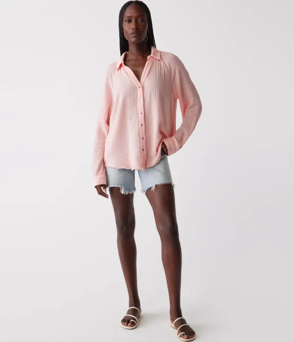Michael Stars Toni Gauze Button Down Shirt- Tops, Blouses & Shirts