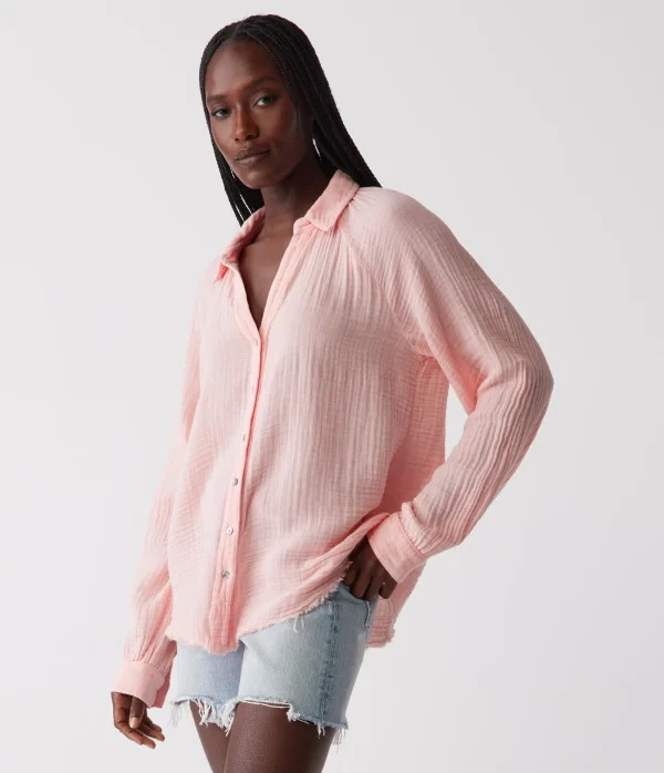 Michael Stars Toni Gauze Button Down Shirt- Tops, Blouses & Shirts