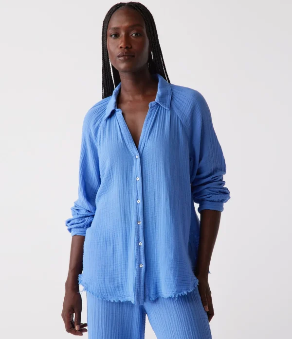Michael Stars Toni Gauze Button Down Shirt- Tops, Blouses & Shirts