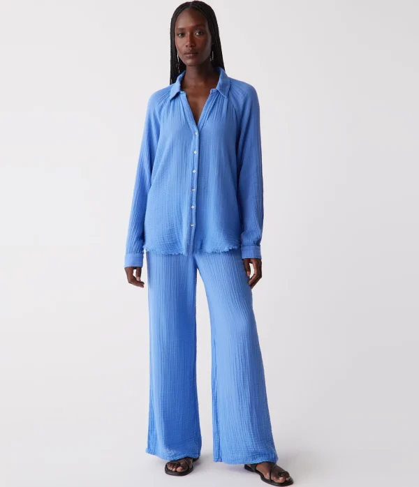 Michael Stars Toni Gauze Button Down Shirt- Tops, Blouses & Shirts