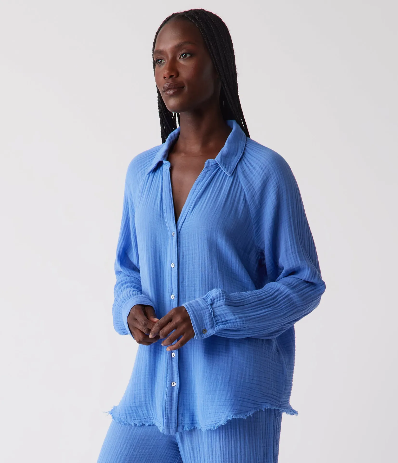 toni_gauze_button_down_shirt_67.webp Michael Stars Toni Gauze Button Down Shirt- Tops, Blouses & Shirts