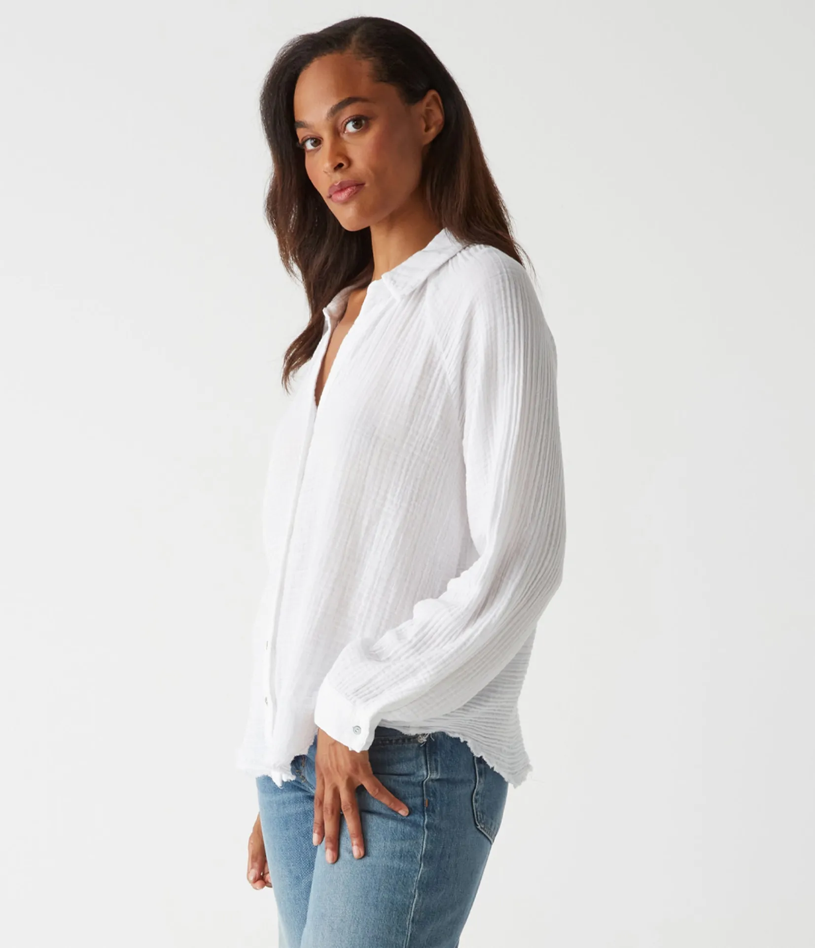 toni_gauze_button_down_shirt_7.webp Michael Stars Toni Gauze Button Down Shirt- Tops, Blouses & Shirts