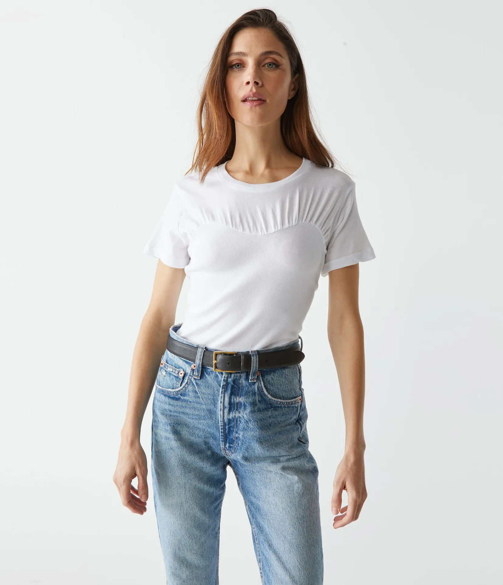 victoria_mixed_fabric_tee_0.webp Michael Stars Victoria Mixed Fabric Tee- T-Shirts | 1x1 Cotton T-Shirts