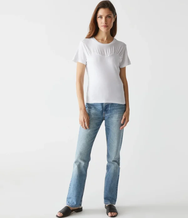 Michael Stars Victoria Mixed Fabric Tee- T-Shirts | 1x1 Cotton T-Shirts