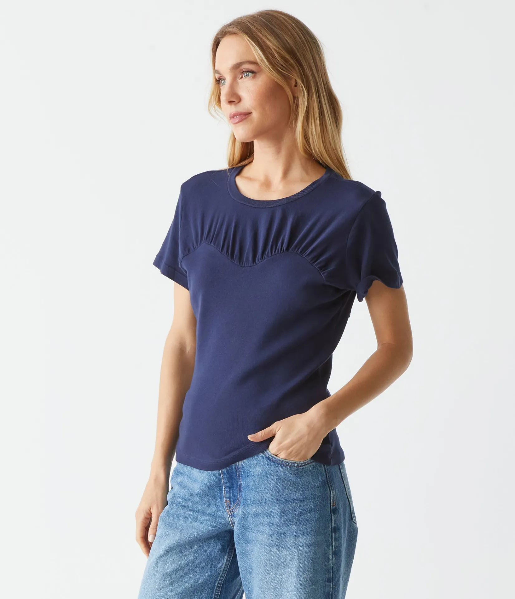 victoria_mixed_fabric_tee_10.webp Michael Stars Victoria Mixed Fabric Tee- T-Shirts | 1x1 Cotton T-Shirts