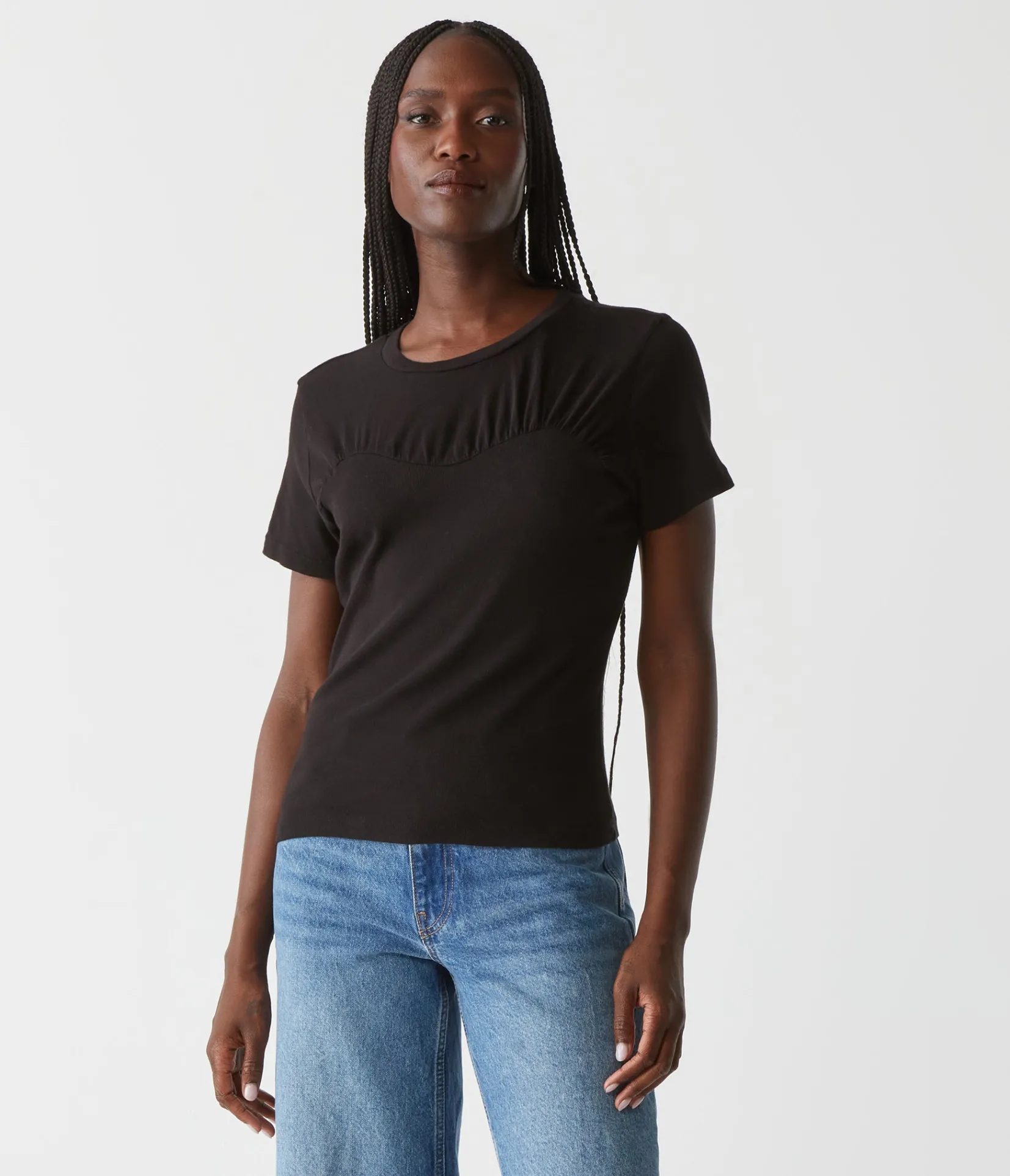victoria_mixed_fabric_tee_16.webp Michael Stars Victoria Mixed Fabric Tee- T-Shirts | 1x1 Cotton T-Shirts