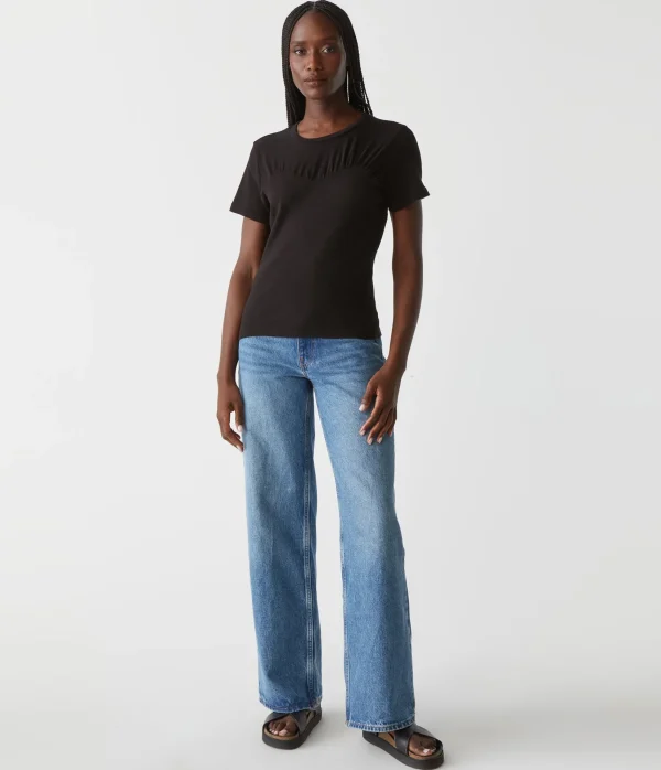 Michael Stars Victoria Mixed Fabric Tee- T-Shirts | 1x1 Cotton T-Shirts