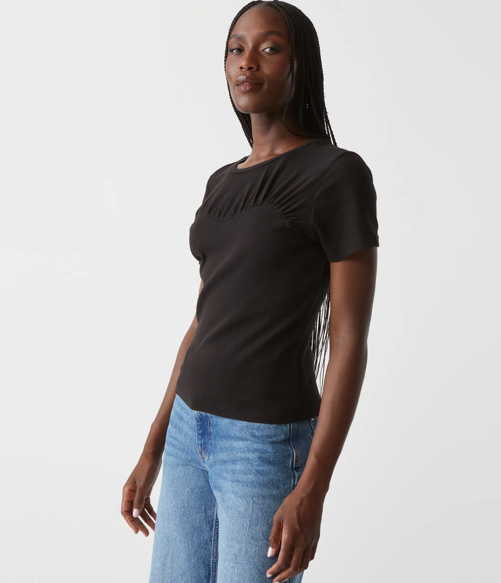 victoria_mixed_fabric_tee_18.webp Michael Stars Victoria Mixed Fabric Tee- T-Shirts | 1x1 Cotton T-Shirts