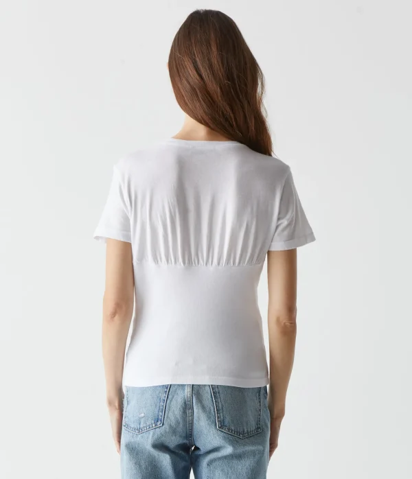 Michael Stars Victoria Mixed Fabric Tee- T-Shirts | 1x1 Cotton T-Shirts