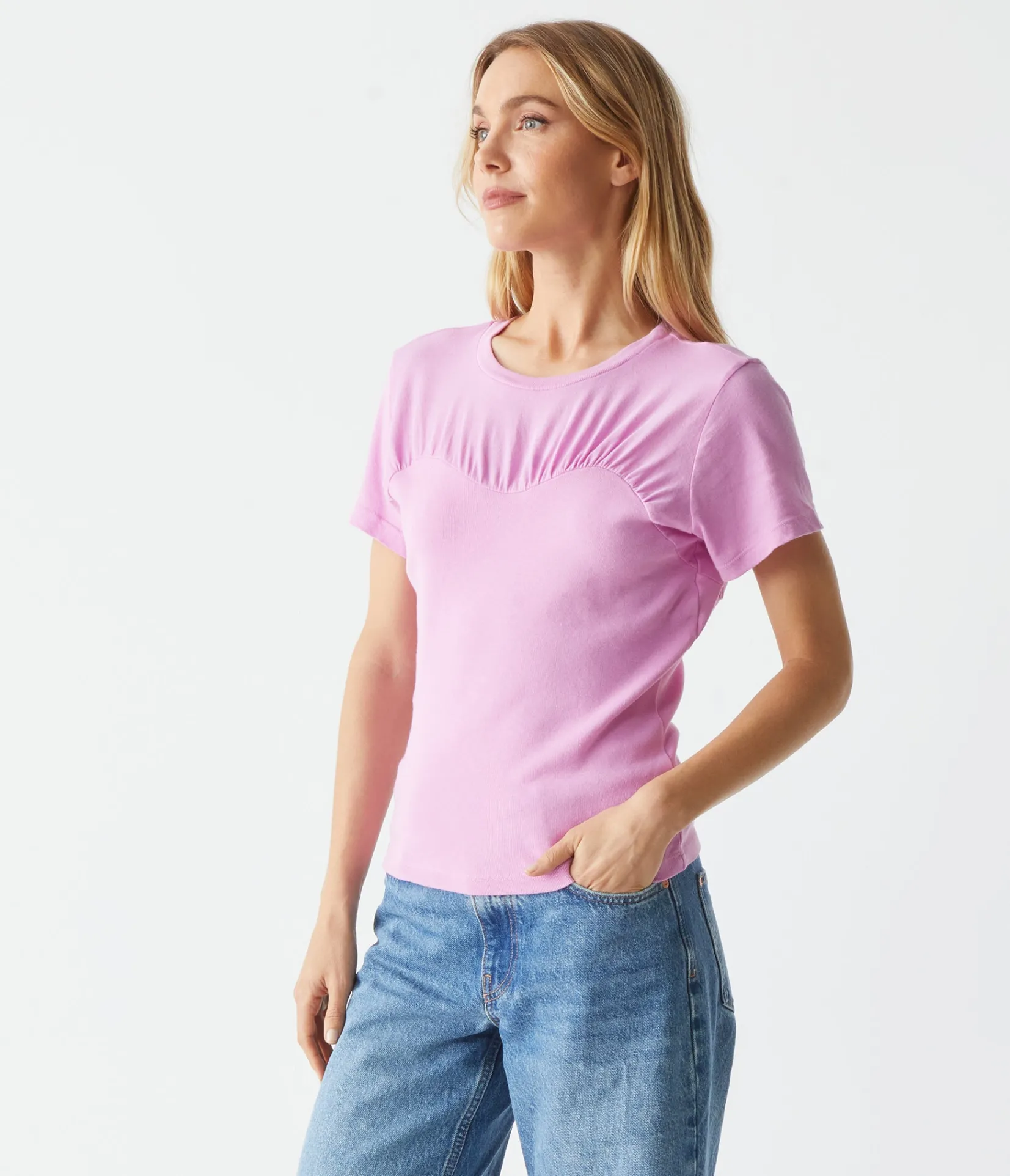 victoria_mixed_fabric_tee_6.webp Michael Stars Victoria Mixed Fabric Tee- T-Shirts | 1x1 Cotton T-Shirts