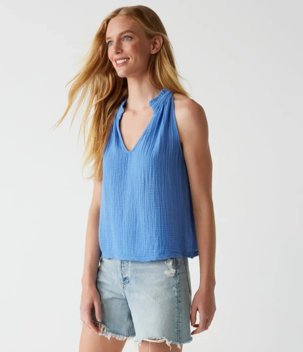 Michael Stars Viola Gauze Tank- Tops, Blouses & Shirts