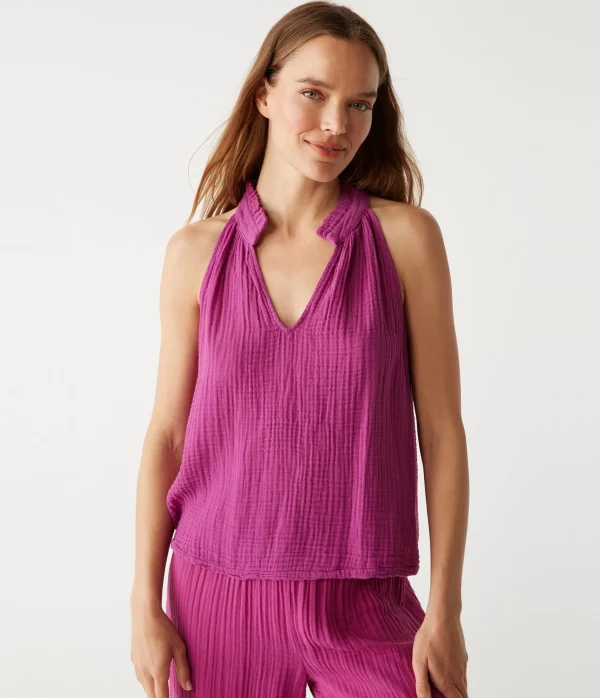 Michael Stars Viola Gauze Tank- Tops, Blouses & Shirts