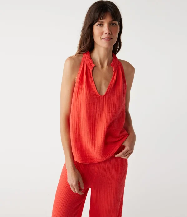 Michael Stars Viola Gauze Tank- Tops, Blouses & Shirts