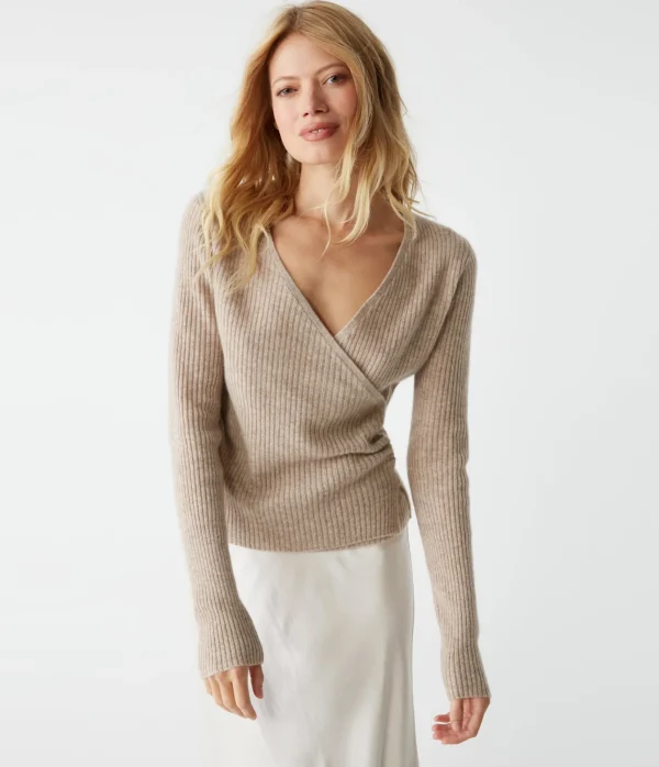 Michael Stars Vivian Surplice Cashmere Sweater- Sweaters & Cardigans