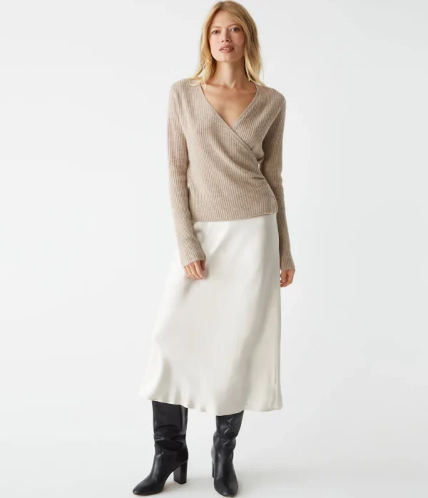 Michael Stars Vivian Surplice Cashmere Sweater- Sweaters & Cardigans