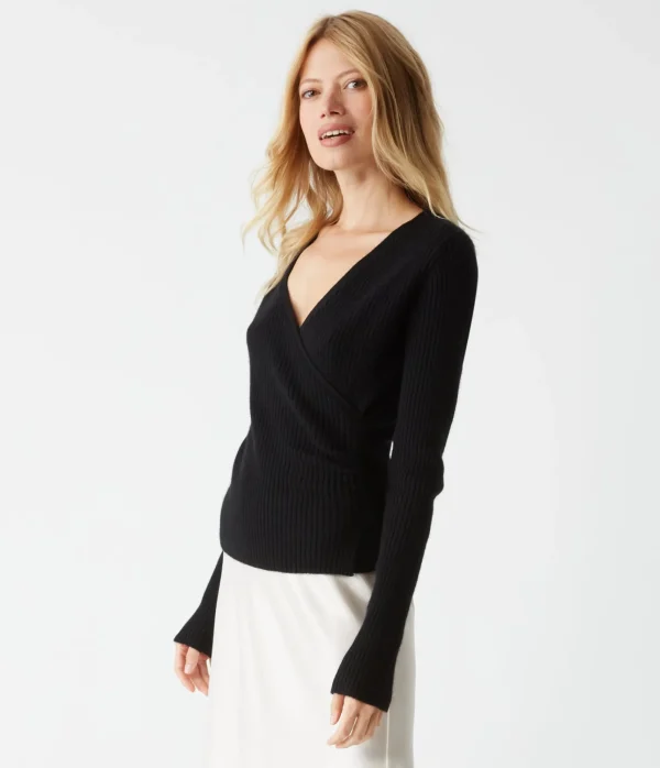 Michael Stars Vivian Surplice Cashmere Sweater- Sweaters & Cardigans