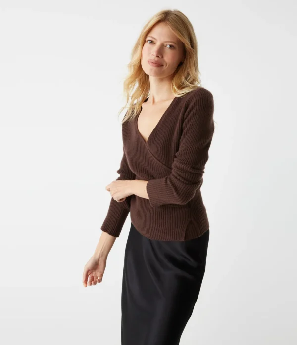 Michael Stars Vivian Surplice Cashmere Sweater- Sweaters & Cardigans