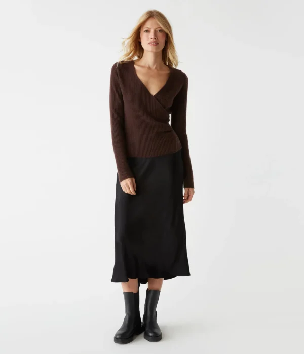 Michael Stars Vivian Surplice Cashmere Sweater- Sweaters & Cardigans
