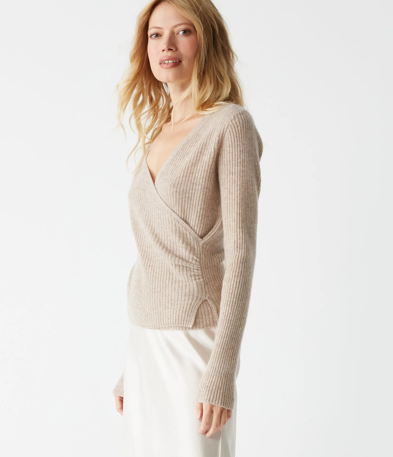 vivian_surplice_cashmere_sweater_2.webp Michael Stars Vivian Surplice Cashmere Sweater- Sweaters & Cardigans