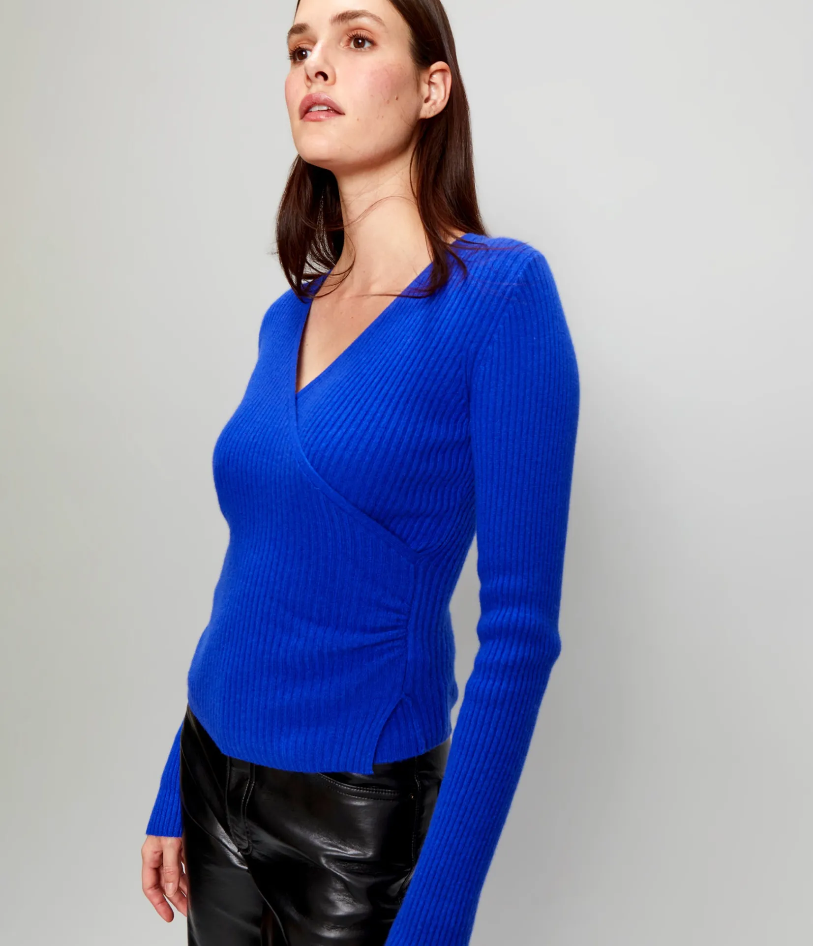 vivian_surplice_cashmere_sweater_6.webp Michael Stars Vivian Surplice Cashmere Sweater- Sweaters & Cardigans