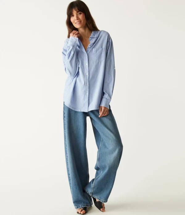 Michael Stars Wendy Oversized Striped Shirt- Tops, Blouses & Shirts