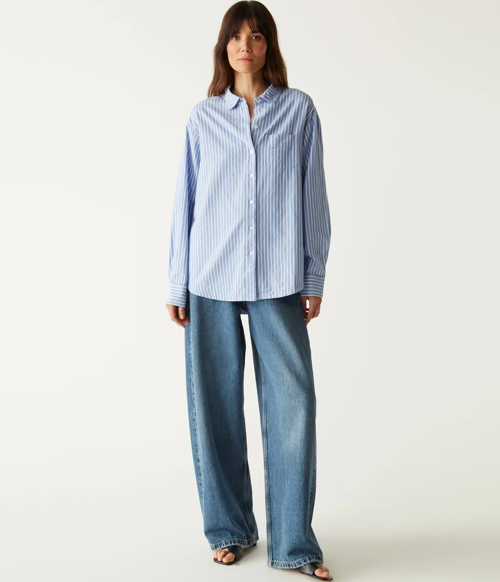 wendy_oversized_striped_shirt_2.webp Michael Stars Wendy Oversized Striped Shirt- Tops, Blouses & Shirts