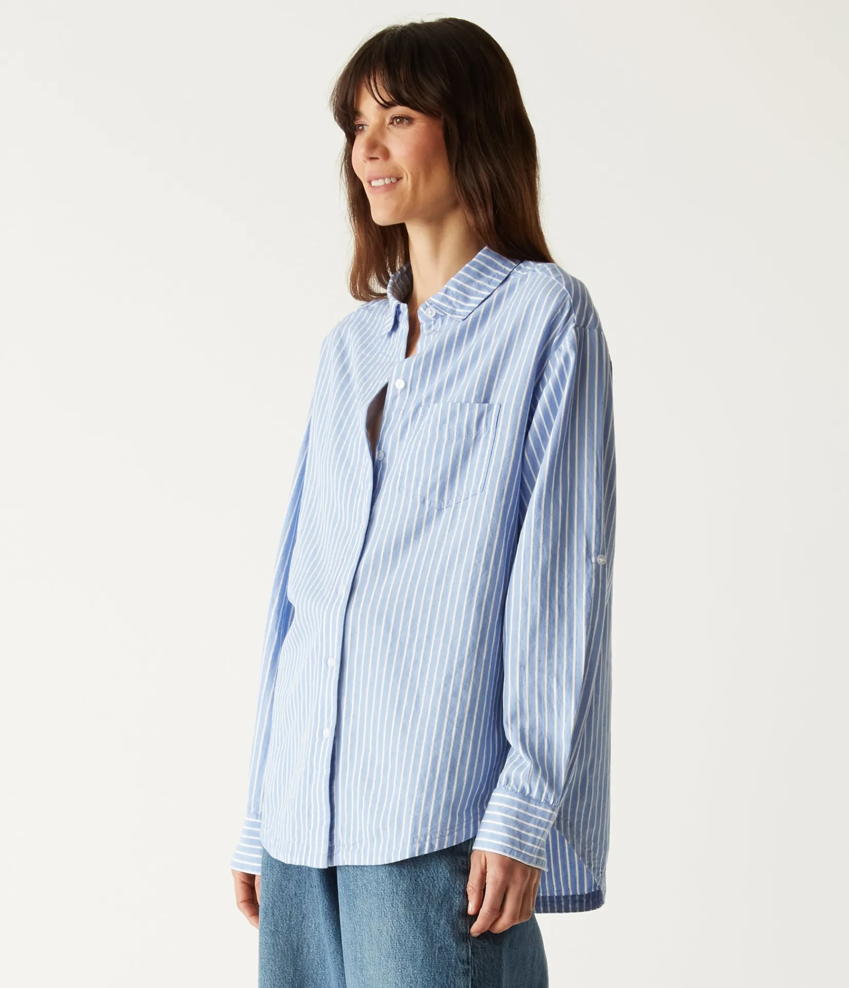 wendy_oversized_striped_shirt_3.webp Michael Stars Wendy Oversized Striped Shirt- Tops, Blouses & Shirts