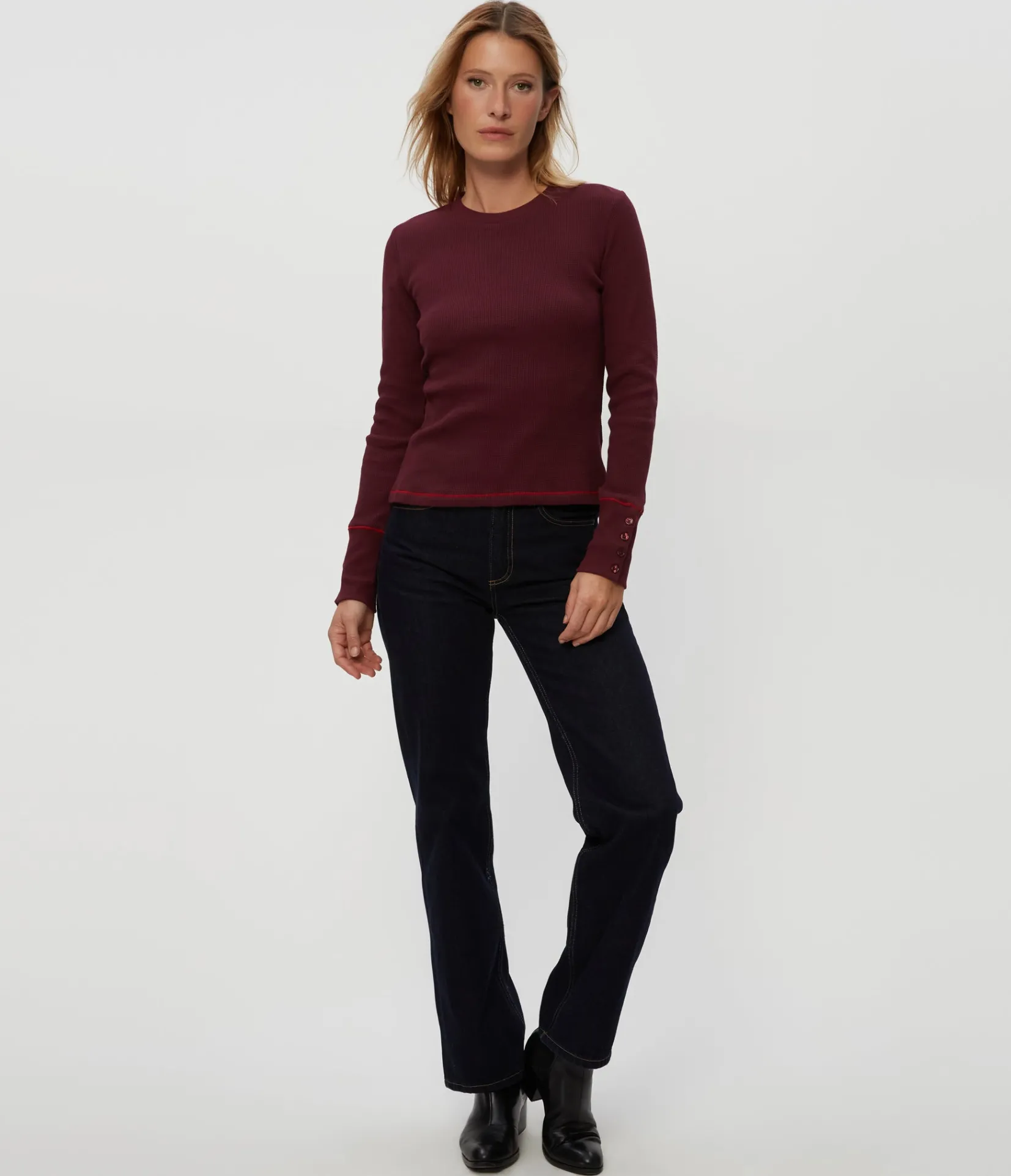 willa_thermal_tee_4.webp Michael Stars Willa Thermal Tee- T-Shirts | Loungewear