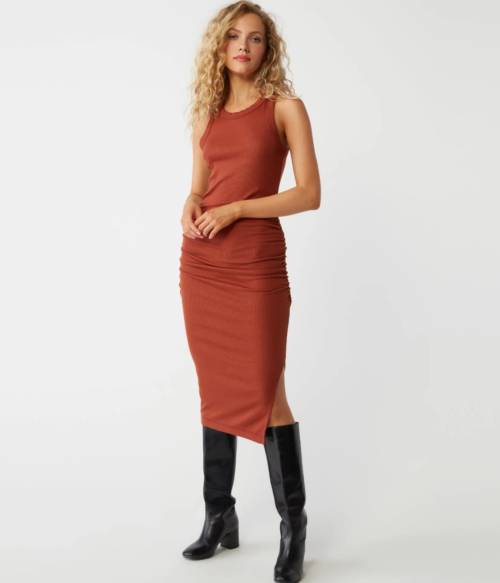 wren_ribbed_midi_dress_36.webp Michael Stars Wren Ribbed Midi Dress- Dresses | Midi Dresses