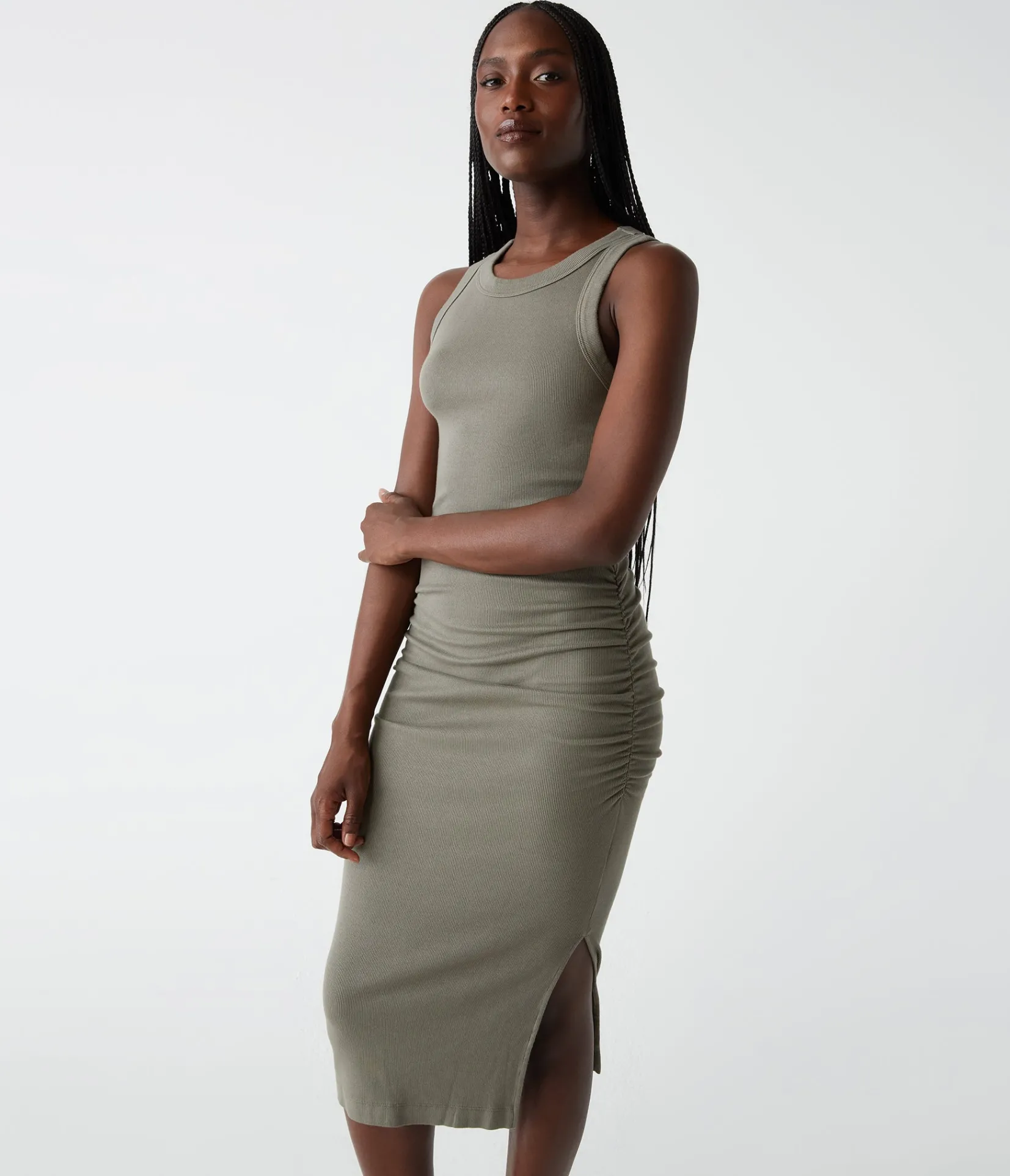wren_ribbed_midi_dress_87.webp Michael Stars Wren Ribbed Midi Dress- Dresses | Midi Dresses